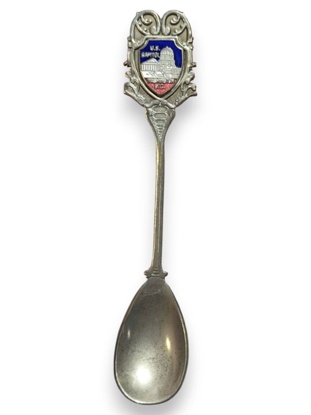 Vintage Travel Metal Silver Tone Washington DC US Capitol Souvenir Spoon 4 1/4